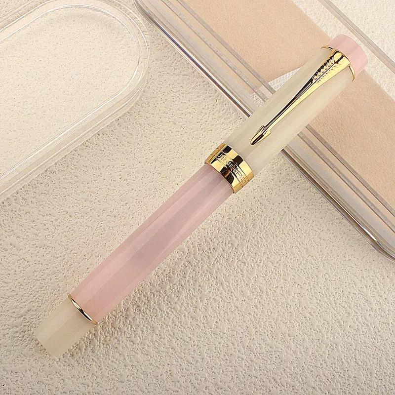 Color: Yellow, Nib Size: XF - JINHAO 100 Centennial Fountain Pen Resin Gold Clip Nib EF F M Students Pens Business Stationery School Office Supplies PK 9019