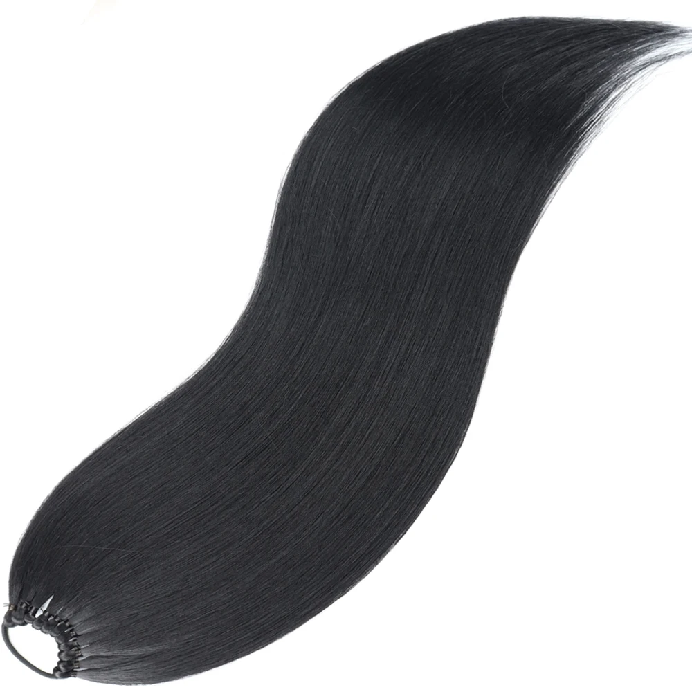 Color: P1B/613, Ships From: CHINA, Stretched Length: 24inches - 24 Inch Synthetic Ponytail Extensions Black Natural Braided Pony Tail Hairpiece Long Straight Rubber Band Hair For Women
