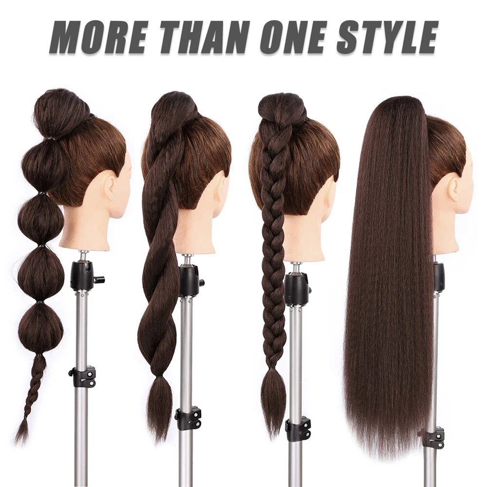 Color: P1B/613, Ships From: CHINA, Stretched Length: 24inches - 24 Inch Synthetic Ponytail Extensions Black Natural Braided Pony Tail Hairpiece Long Straight Rubber Band Hair For Women