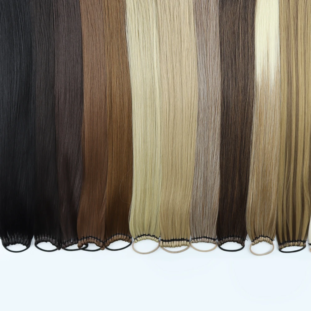 Color: P1B/613, Ships From: CHINA, Stretched Length: 24inches - 24 Inch Synthetic Ponytail Extensions Black Natural Braided Pony Tail Hairpiece Long Straight Rubber Band Hair For Women