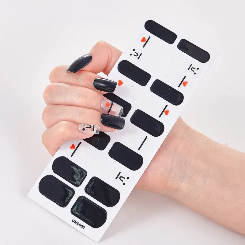 Color: black - 22 Tips/Sheet Solid Color And Striped Manicure Designer Nail Decals Nailart Sticker Full Beauty Nail Tape Manicure Self Adhesive