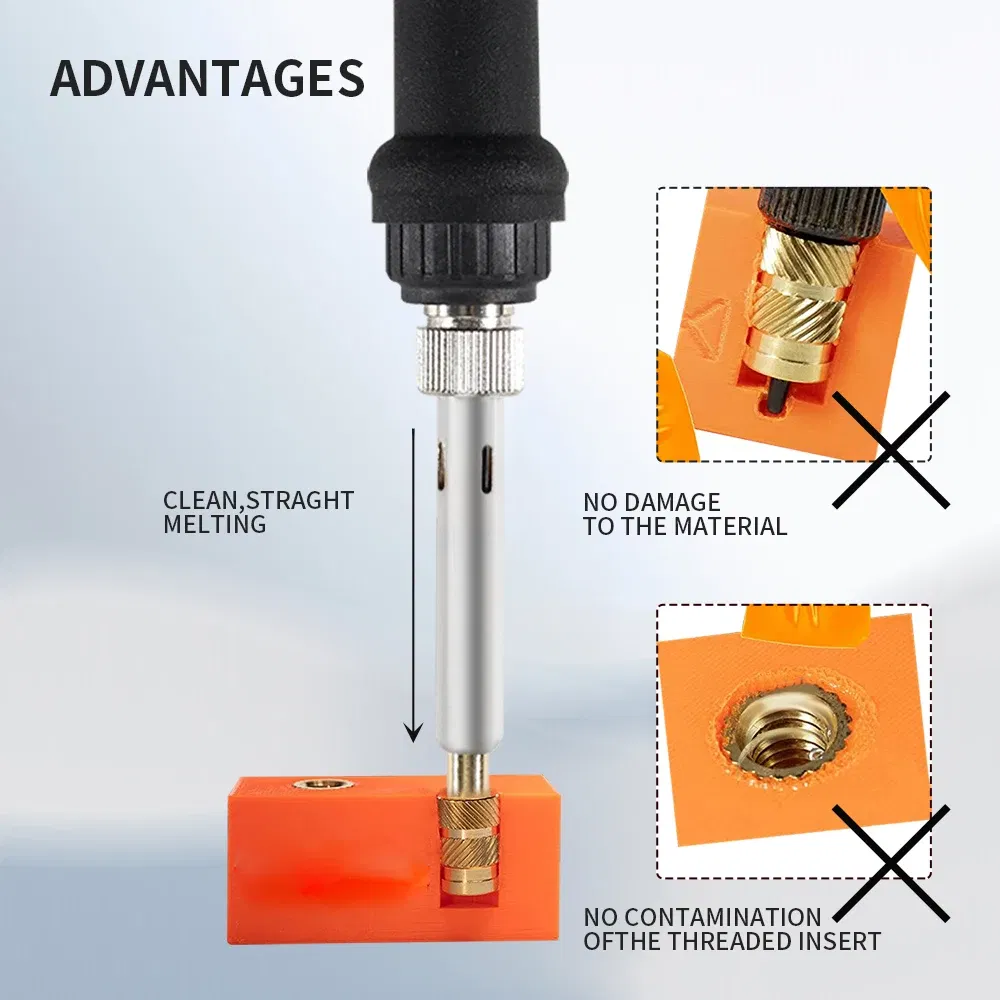 Color: black - Heat Insert Nut Iron Tip Brass Hot Melt Insert Nut Embedded Kit M2-M8 Soldering Iron Tip Heat Insertion Tool 3D Printer Accessor