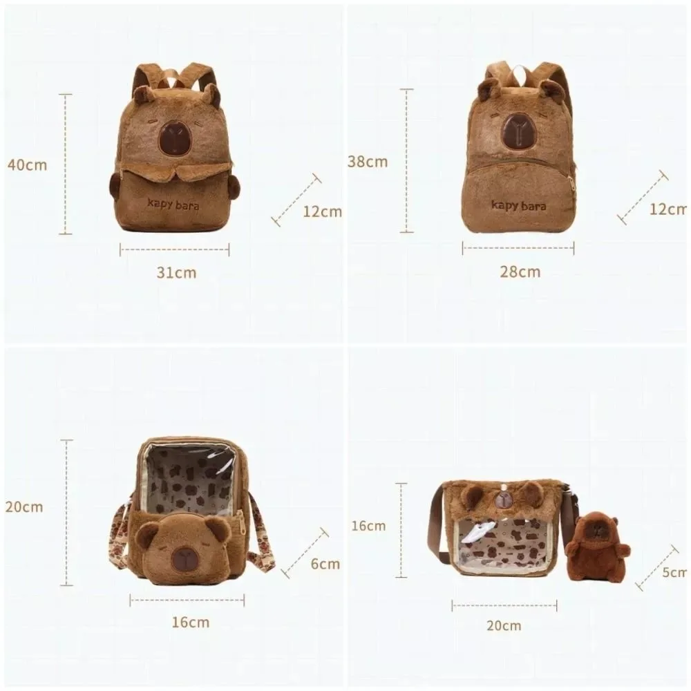 Color: Brown - Shoulder Bag Capybara Plush Backpack Animals Students School Bag Couple