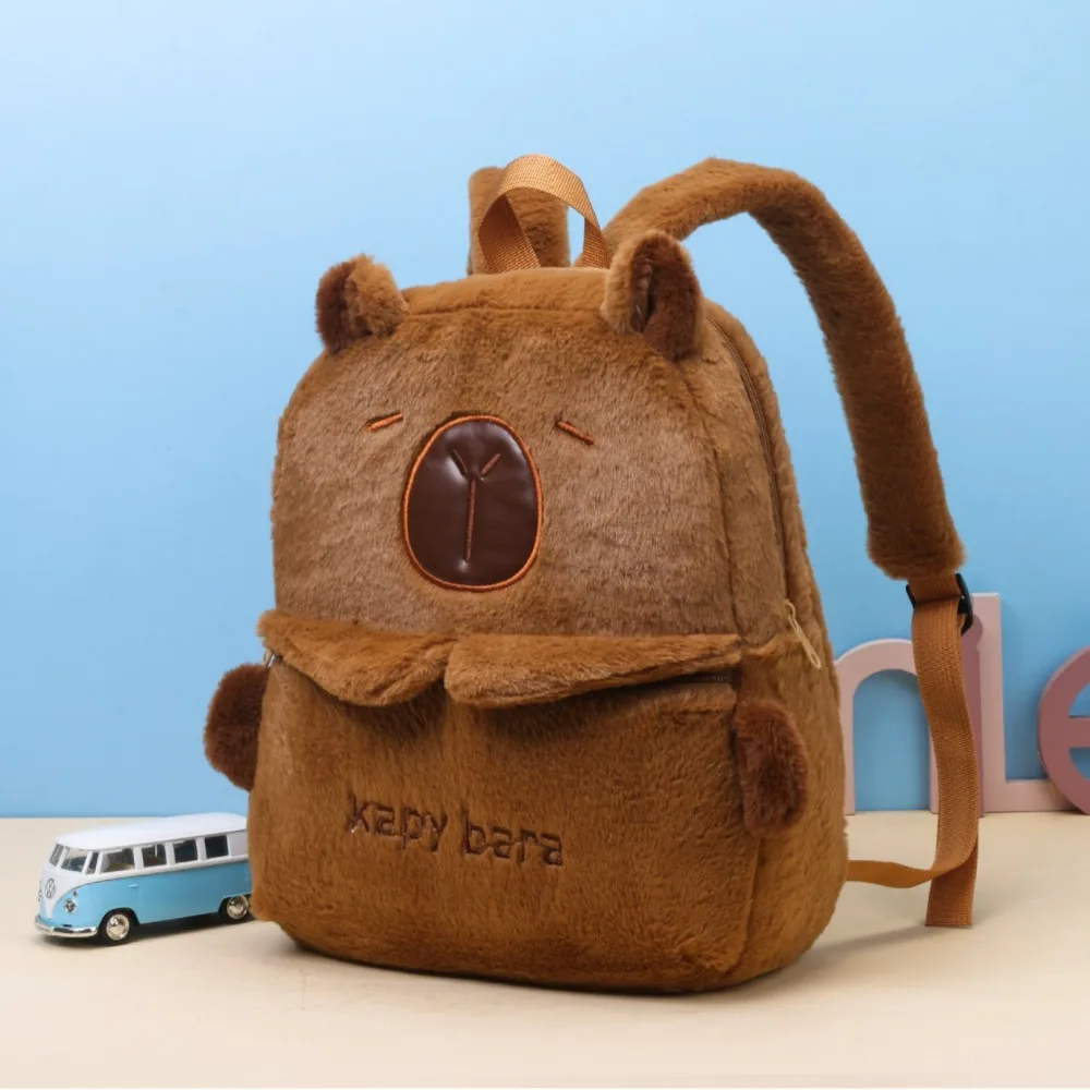 Color: Brown - Shoulder Bag Capybara Plush Backpack Animals Students School Bag Couple