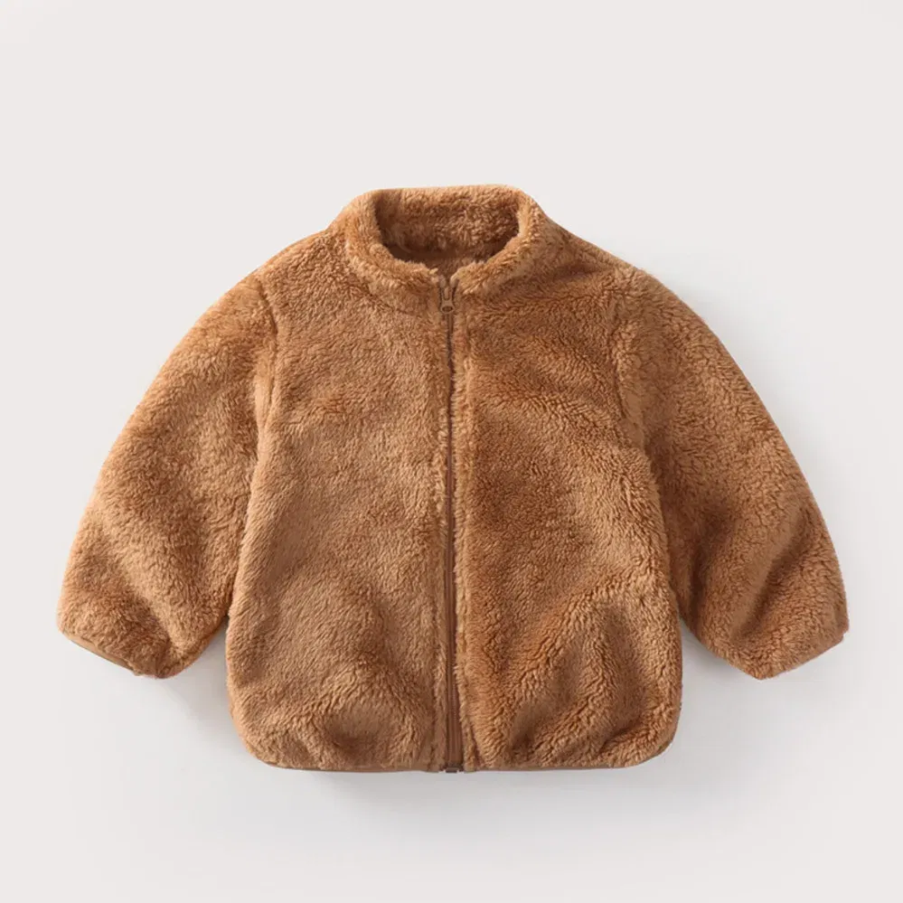 Color: Dark Grey, Kid Size: 3T?€?€·?¤–运动?‰ - Child Autumn Winter Costume Solid Color Outerwear Casual Loose Long Sleeve Tops Plush Jacket Boys Girls Fashion Simple Coats