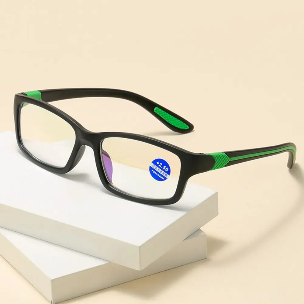 Frame Color: black, Eye Prescription: +25 - Reading Glasses Men Fashion Sports Anti-blue Light Blocking Reading Eyewear Grey Red TR90 Frame Presbyopia Eyeglasses