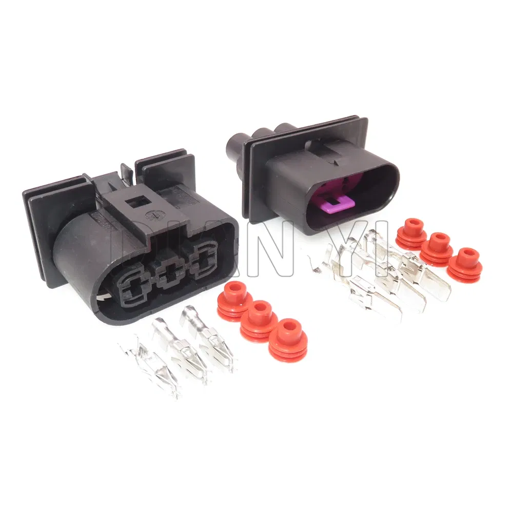 Color: black - 1 Set 3 Way AC Assembly Auto Radiator Plug For VW 1J0906443 1J0 906 443 1J0 906 233 1J0906233 Car Electronic Fan Cable Socket