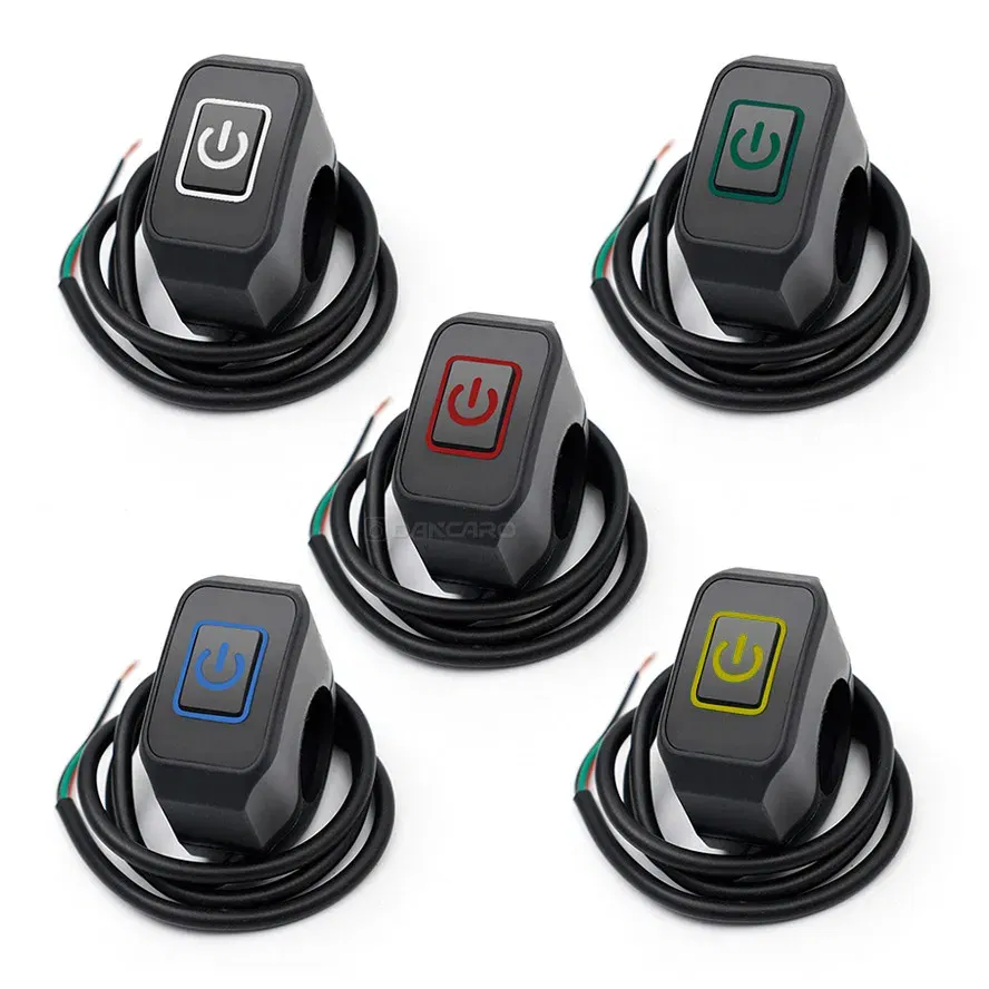 Color: Ivory - Motorcycle Handlebar Switch with LED Light 7/8'' 22mm Momentry Buttton for Electric Star Kill Waterproof Control Switch Button