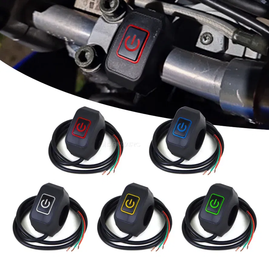 Color: Ivory - Motorcycle Handlebar Switch with LED Light 7/8'' 22mm Momentry Buttton for Electric Star Kill Waterproof Control Switch Button