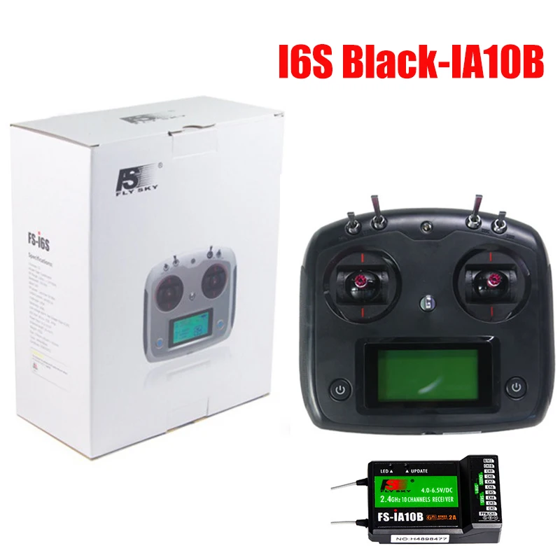 Color: Light Grey - FLYSKY FS-i6S i6S 2.4G 10CH AFHDS 2A Centering Throttle Transmitter iA6B iA10B Receiver RetailBox for RC Cars Boats Drone Toys