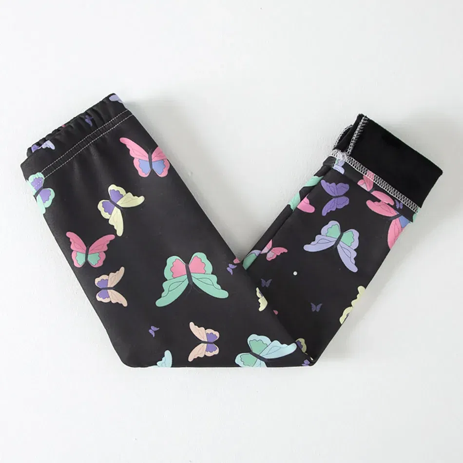 Color: Blue, Size: 130cm - Warmth and Cozy Girls Plush Lined Thickened Elastic Leggings Long Pants Suitable Kids Daily Wear in Autumn Winter Cold Weather