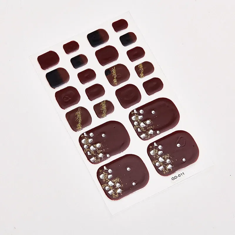 Color: Yellow - 22 Tips/Sheet Women Salon Nail Wraps DIY Self Adhesive Nail Sticker Decals Plain Stickers Nails Sticker Designer Designed