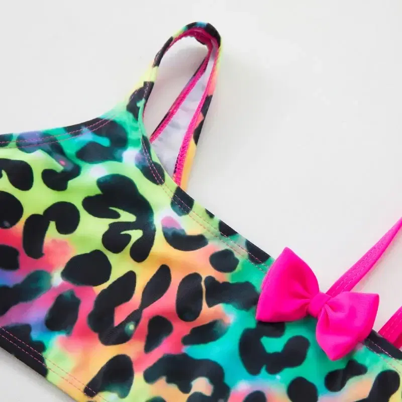 Color: Red, Size: L - Lilo Stitch Gilrs Bow Bikini Set Trendy Two-Piece Swimsuits for Summer Stylish Beachwear Pool Fashion Bathing Suits 3-12Y