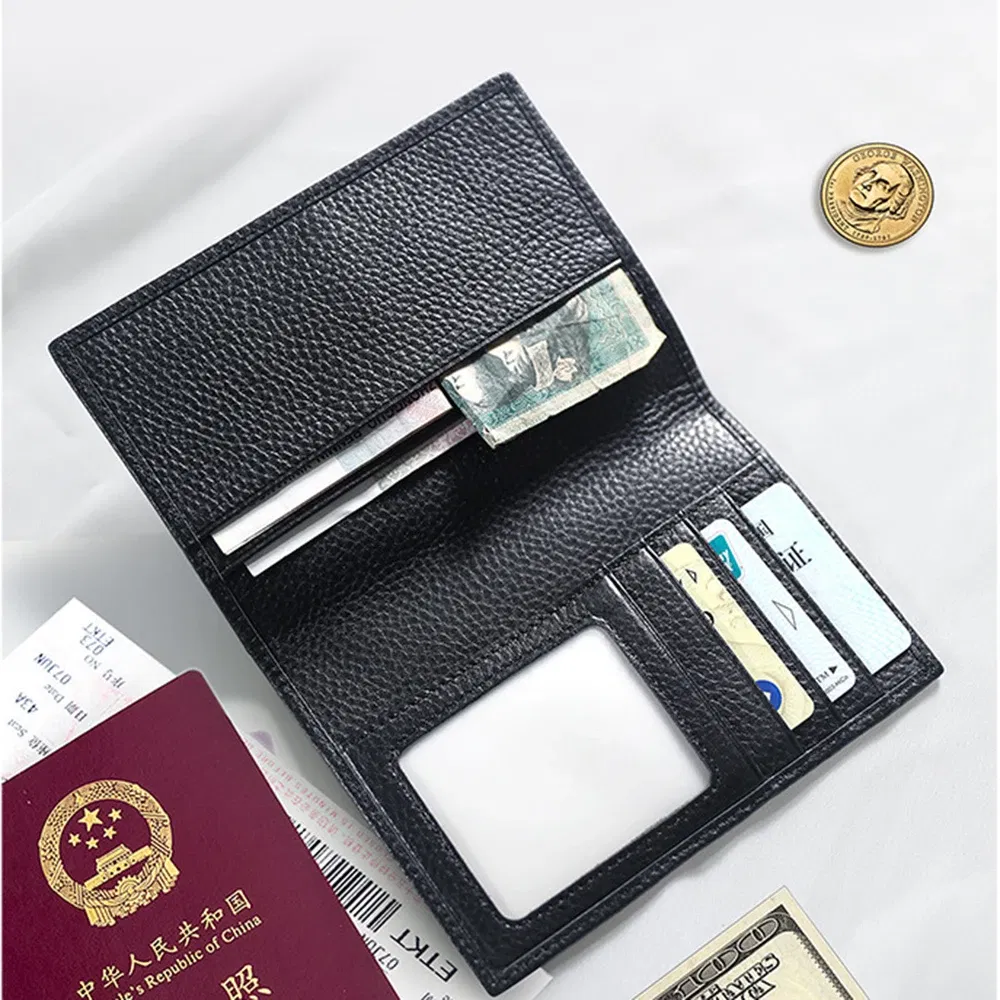 Color: MULTI - 100% Cowhide Passport Holder Factory Genuine Leather Engrave Letters Men Women Passport Cover Customized Name Travel Card Wallet