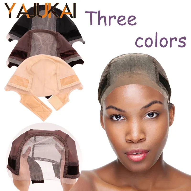 Color: Light Blue - Female Headband Wig Cap Hd Lace Wig Cap For Wig Making U Part Wig Caps With Adjustable Velvet Wig Grip To Wear Wig Nude Hair Net