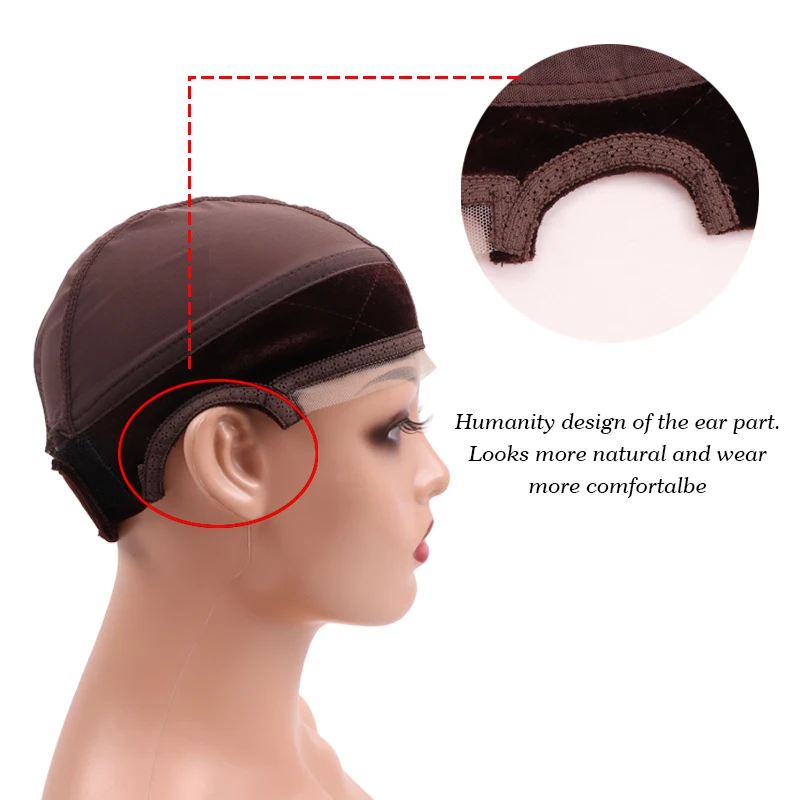 Color: Light Blue - Female Headband Wig Cap Hd Lace Wig Cap For Wig Making U Part Wig Caps With Adjustable Velvet Wig Grip To Wear Wig Nude Hair Net