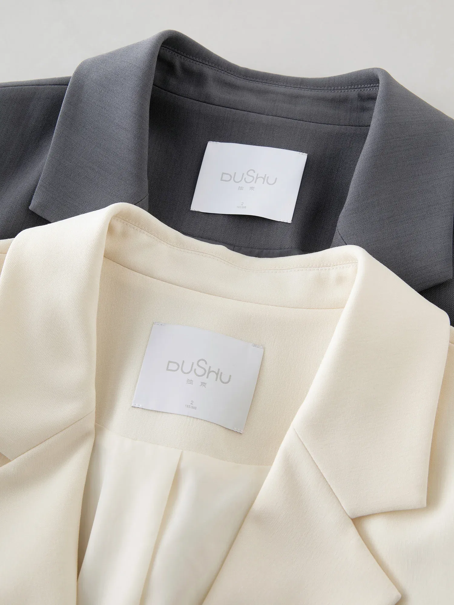 Color: GRAY, Size: XXXL - DUSHU Plus Gray Blazer Jacket For Women 2025 Spring New Design Elegant Style Commuter Coat Chic Outwear Office Lady 25DS81036