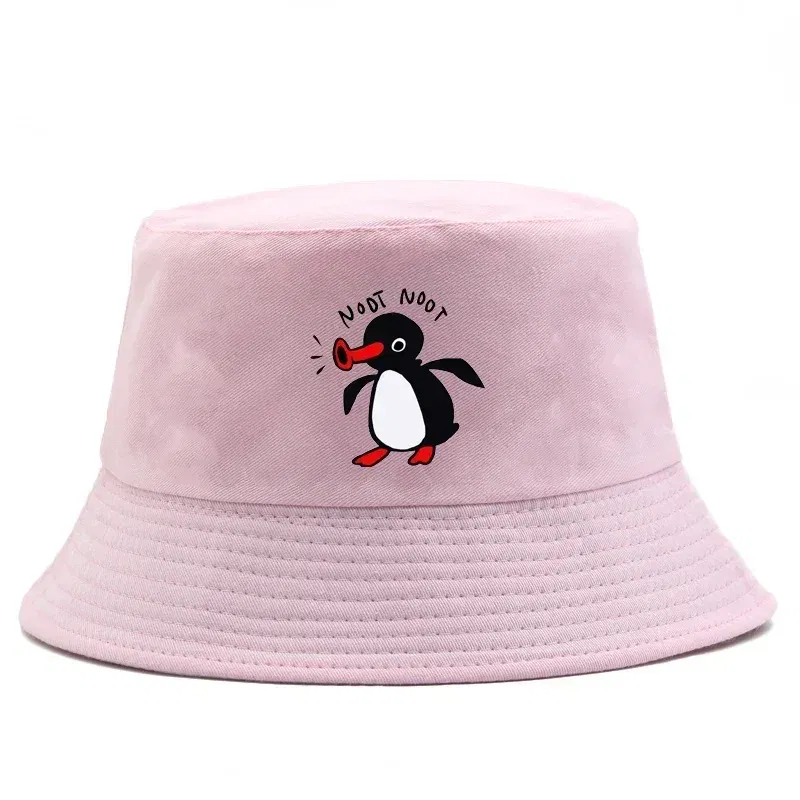 Color: Mixed Color - Summer Penguin Bucket Hat Reversible Bob Men Women Cotton Travel Beach Fisherman Hat Outdoor Sports Pull Up Bob Panama Sun Hat