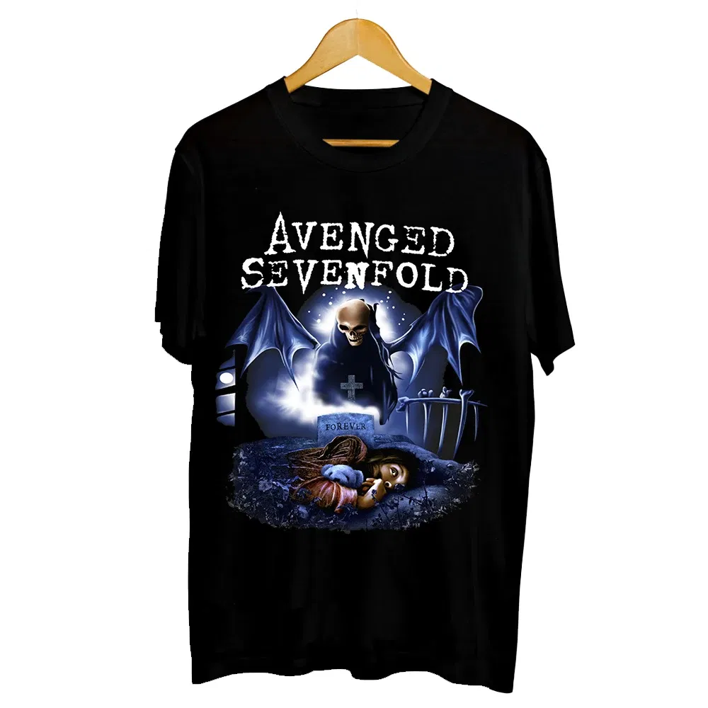Color: Gold, Size: XXL - Men Clothes Round Neck T-shirt  Heavy Metal Band Rock Cotton Breathable Print Womens Plus Size Tees
