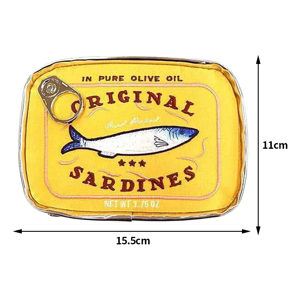 Color: SKY BLUE - Cute Cosmetic Bag Sardines Cans Shape Funny Packages Creative Portable Toiletry Bag Fashion Zipper Small Soft Makeup Bags