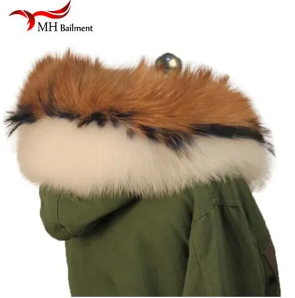 Color: Yellow, Size: M - 100% Real Raccoon Fur Scarf Coat Collar Ladies Winter Luxury Authentic Raccoon Warm Neck Shawl Coat Collar Furry Shawl Women