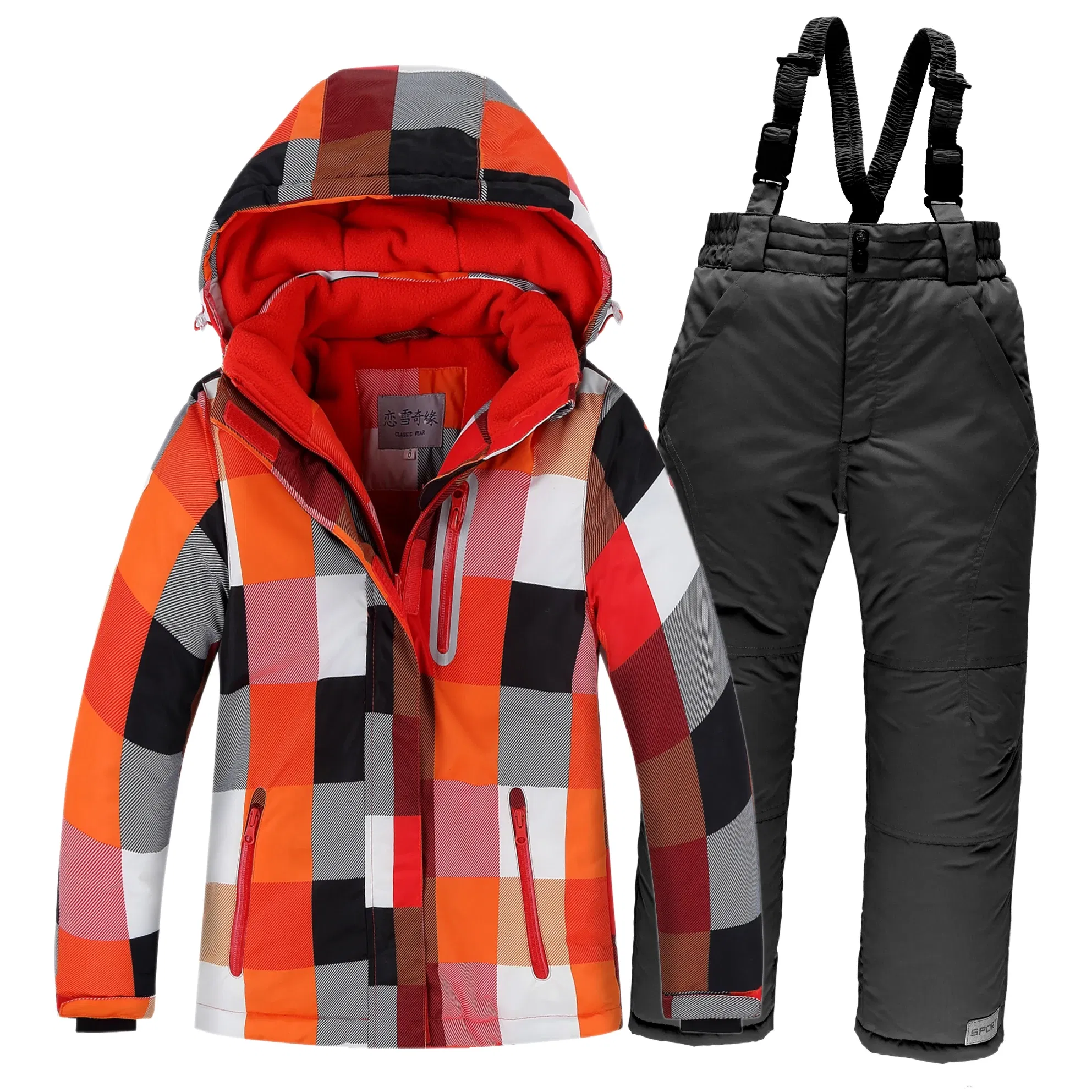Color: Orange, Kid Size: 14 - OLEKID 2025 Russia Winter Children Boy Ski Suit Waterproof Girl  Jacket Overalls Snowsuit 3-16 Years Kid Teenage Parka Snow Suit