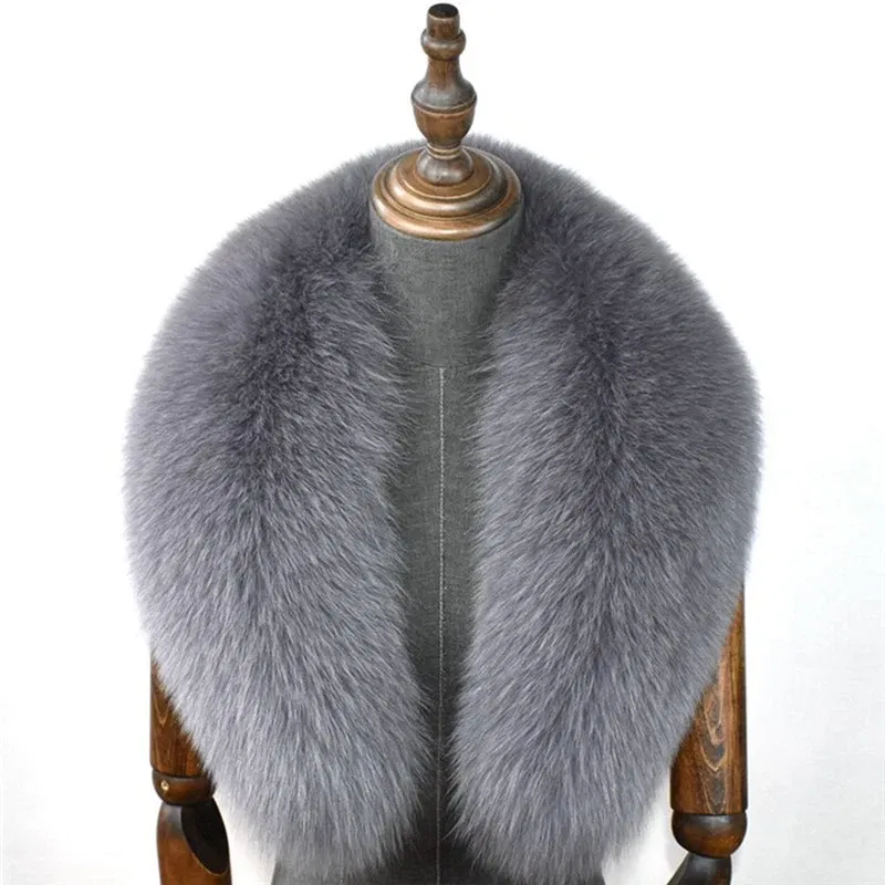 Color: army green, Size: S - 100% Natural Real Fox Fur Collar For Women Men Coat Jacket Fur Scarf Winter Extra Large Size Neck Warmer Fur Scarf Shawls Wraps