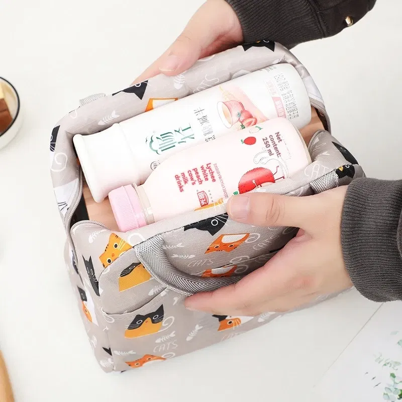 Color: army green - Cartoon Lunch Bag Portable Insulated Thermal Heat Children's Bento Bag Picnic Tote Kid School Lunch Box Bags Cooler Ice Pack New