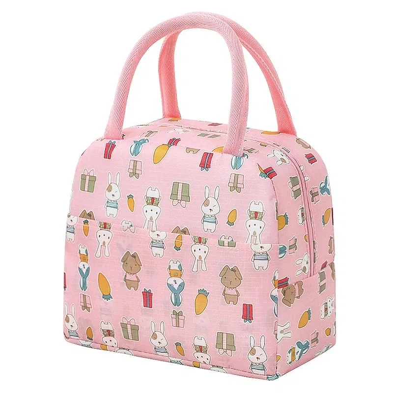 Color: army green - Cartoon Lunch Bag Portable Insulated Thermal Heat Children's Bento Bag Picnic Tote Kid School Lunch Box Bags Cooler Ice Pack New