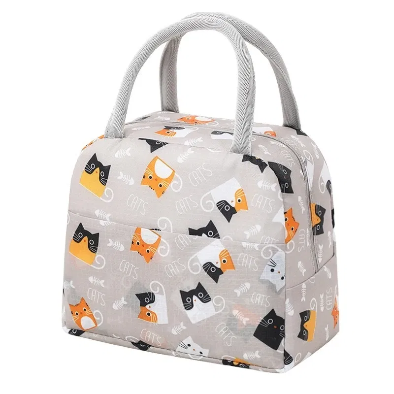 Color: army green - Cartoon Lunch Bag Portable Insulated Thermal Heat Children's Bento Bag Picnic Tote Kid School Lunch Box Bags Cooler Ice Pack New