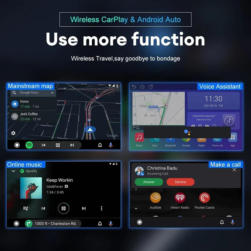 Color: WHITE - Acodo Wired to Wireless CarPlay Adapter Android Auto Smart Dongle Mini Box Plug And Play Bluetooth Connectivity USB Interface