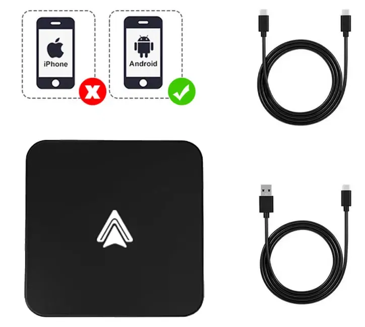 Color: WHITE - Acodo Wired to Wireless CarPlay Adapter Android Auto Smart Dongle Mini Box Plug And Play Bluetooth Connectivity USB Interface