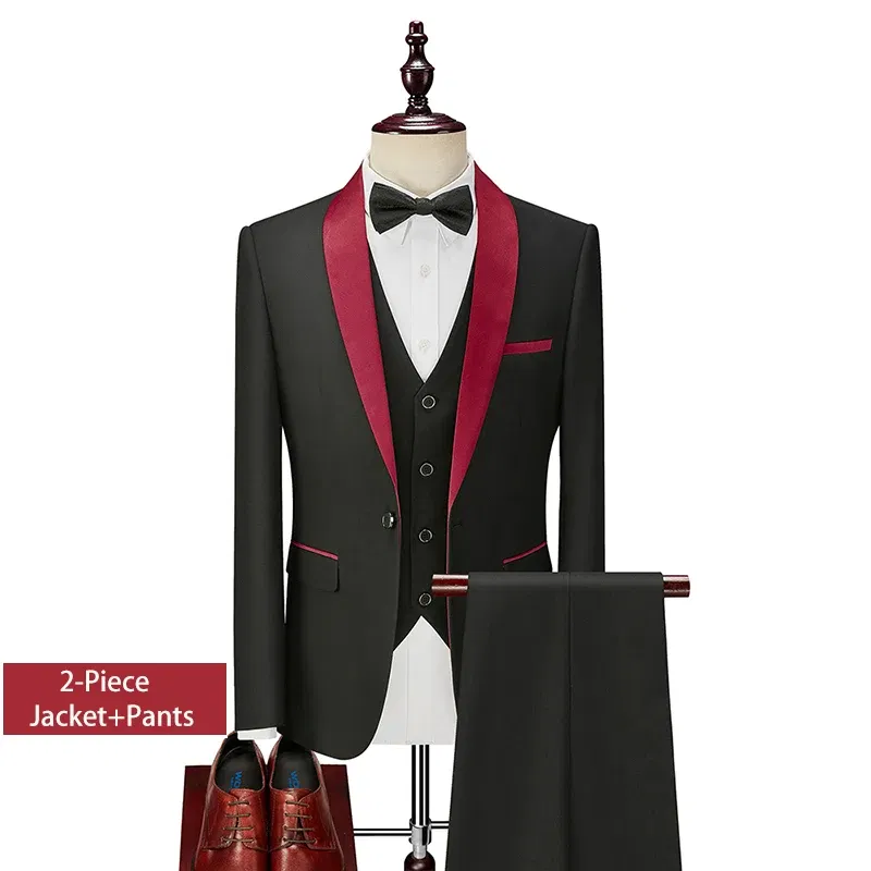 Color: Brown, Size: M - Shenrun Men Tuxedo Slim Fit Fashion Suit Wedding Shawl Lapel 3 Pieces Skinny Single Breasted Jacket Party Prom Singer Costume