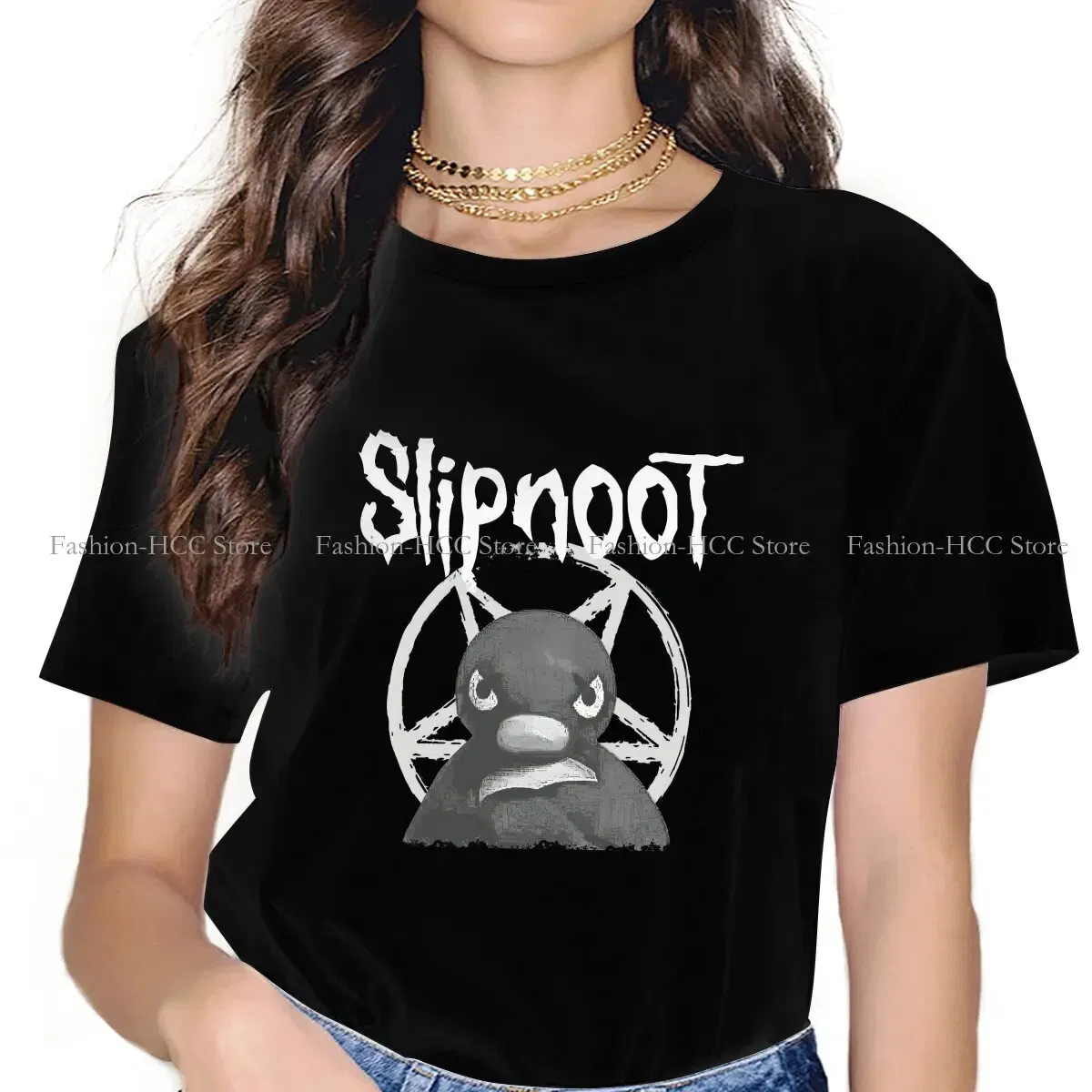 Color: black, Size: XXXL - Slipnoot White Print Style Polyester TShirt Pingu Cartoon Comfortable Hip Hop Gift Clothes  T Shirt Stuff