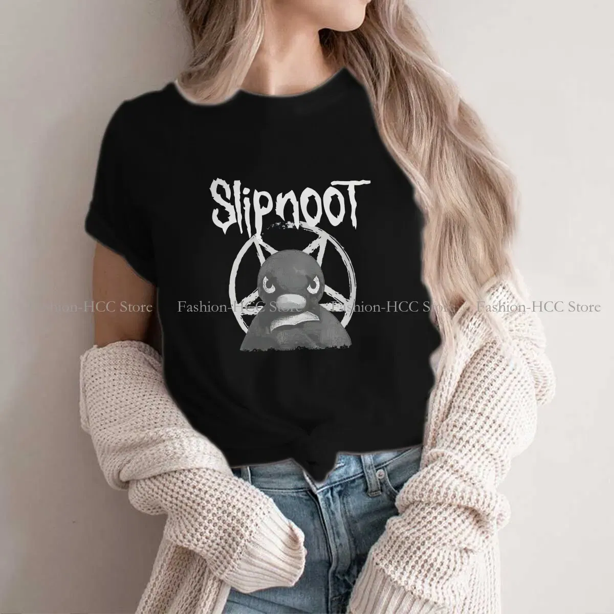 Color: black, Size: XXXL - Slipnoot White Print Style Polyester TShirt Pingu Cartoon Comfortable Hip Hop Gift Clothes  T Shirt Stuff