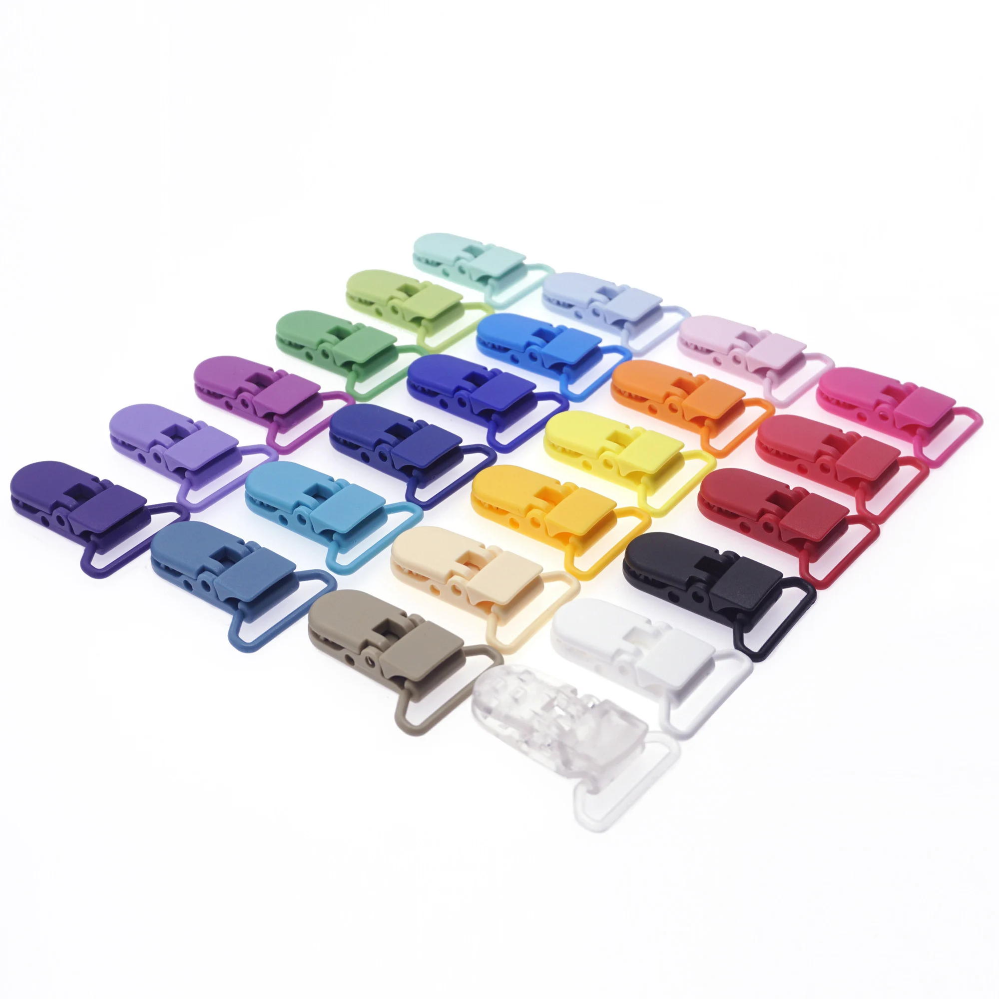 Color: Brown - 48Pcs Eco-friendly Plastic Baby Pacifier Clips Holder Mix Colors Dummy Soother Bib Suspender Clip Transparent 25MM Free Shipping