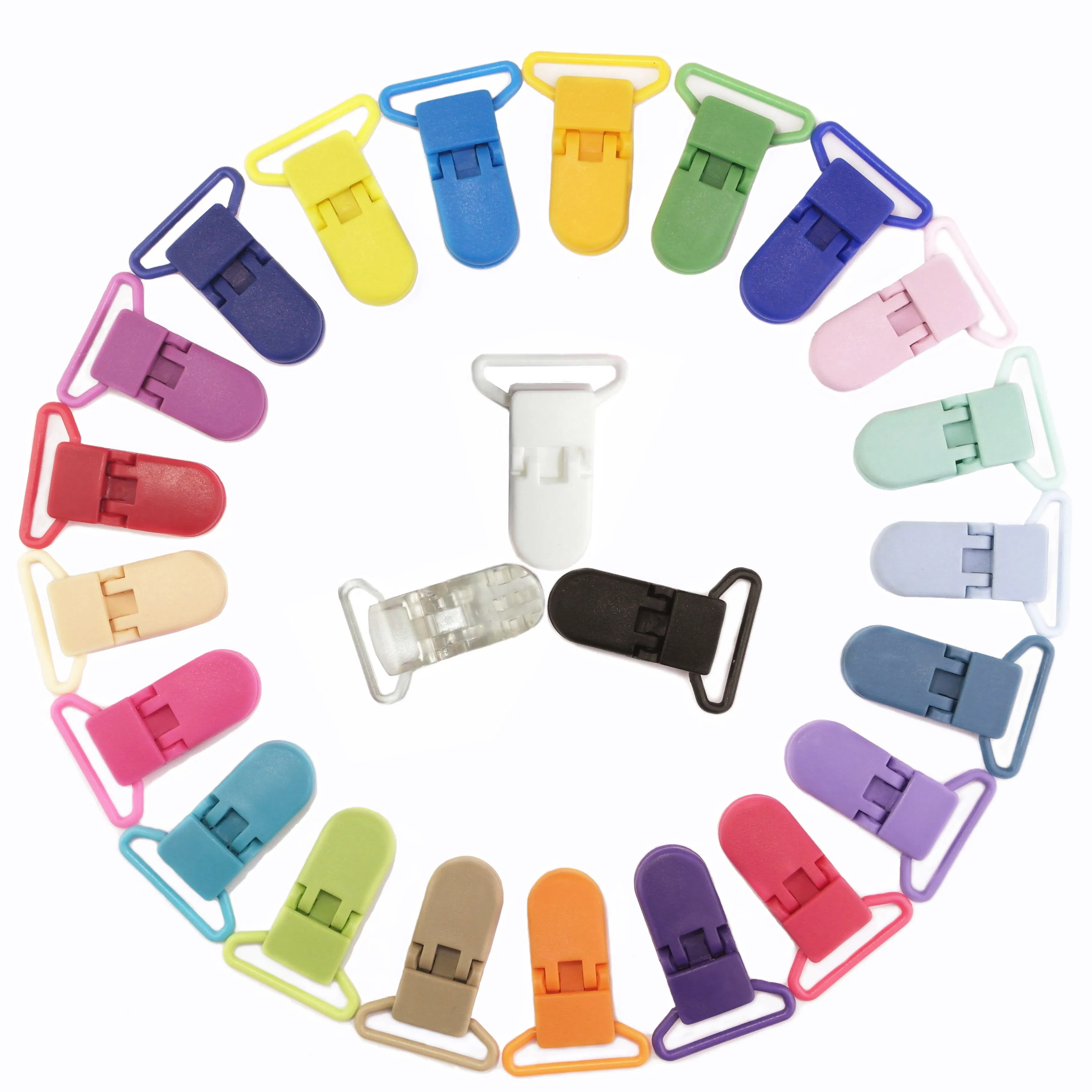 Color: Brown - 48Pcs Eco-friendly Plastic Baby Pacifier Clips Holder Mix Colors Dummy Soother Bib Suspender Clip Transparent 25MM Free Shipping