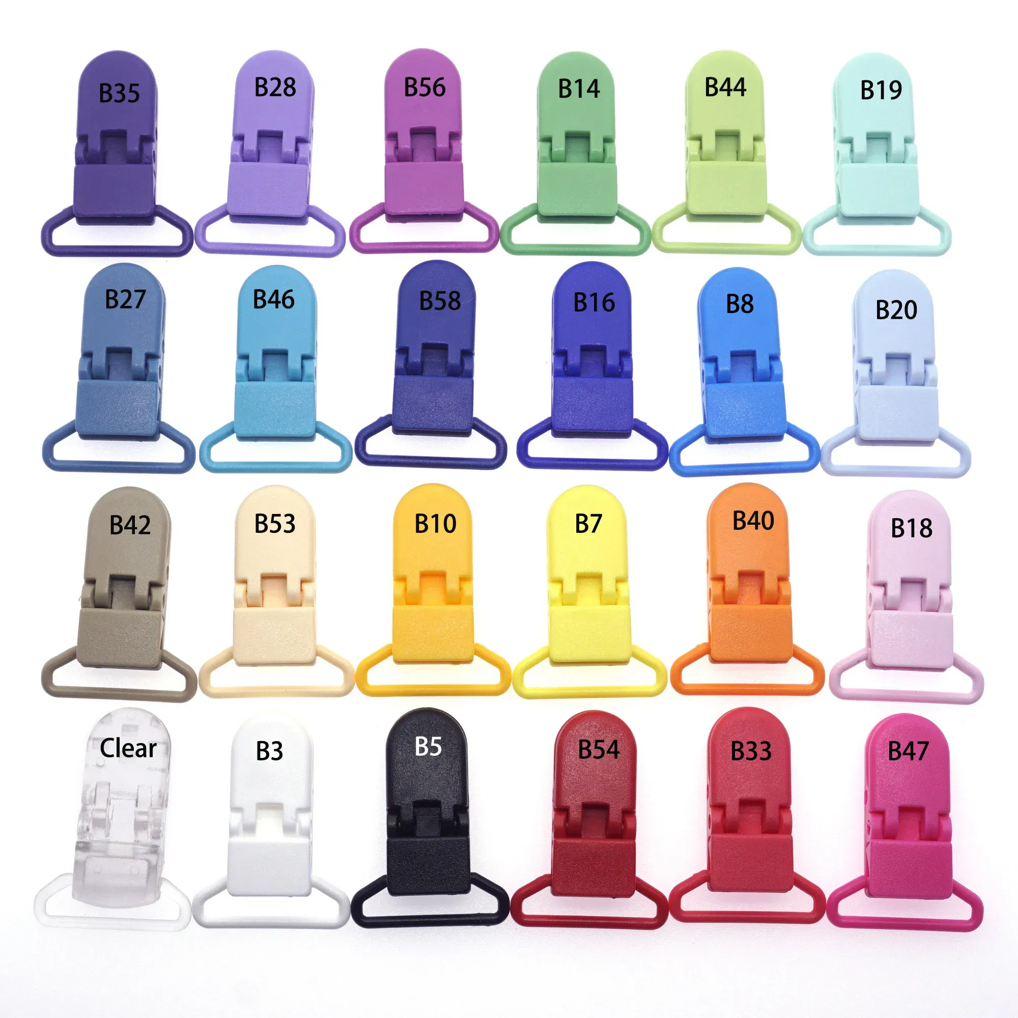 Color: Brown - 48Pcs Eco-friendly Plastic Baby Pacifier Clips Holder Mix Colors Dummy Soother Bib Suspender Clip Transparent 25MM Free Shipping