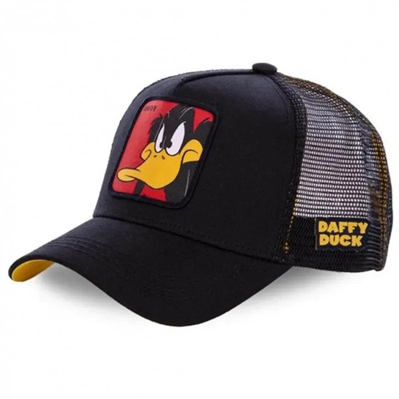 Color: wine red, Size: Adjustable - Hot Sale Unisex Anime Cartoon Cap High Quality Patch Draw Baseball Cap Men Trucker Hat