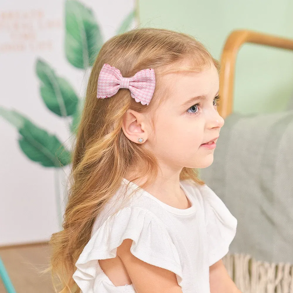 Color: Burgundy - 2Pcs/Set Solid Color Kids Bows Hair Clips for Baby Girls Handmade Plaid Bowknot Hairpin Barrettes Photograph Hair Accessories
