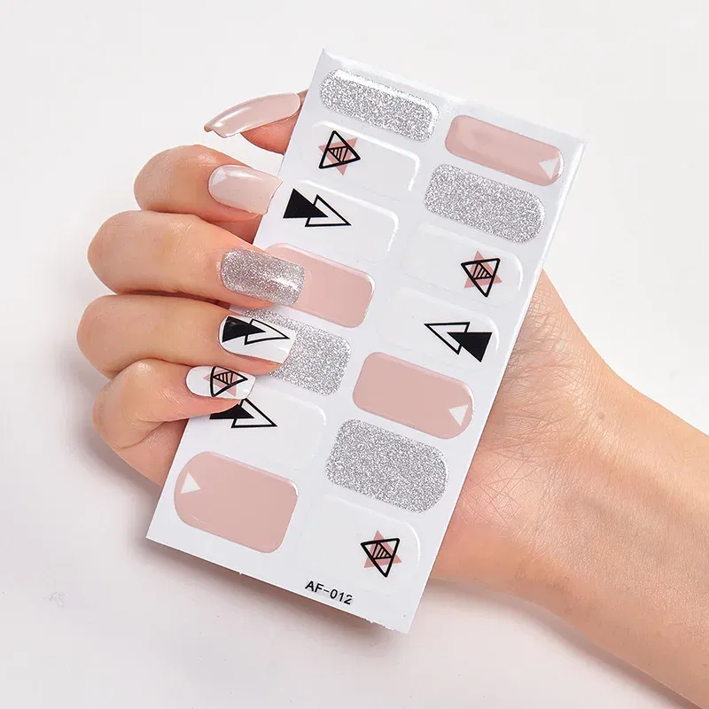 Color: Skin Color - Patterned Nail Stickers Wholesale Supplise Nail Strips for Women Girls Full Beauty High Quality Stickers for Nails