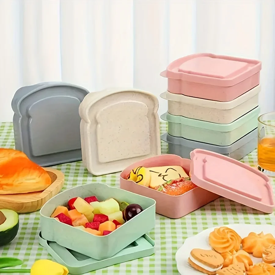 Color: GRAY - new pokemon Sandwich Containers Lunch Toast Storage Box With Lid Portable Food Storage Reusable Microwave Lunch Sandwich Box