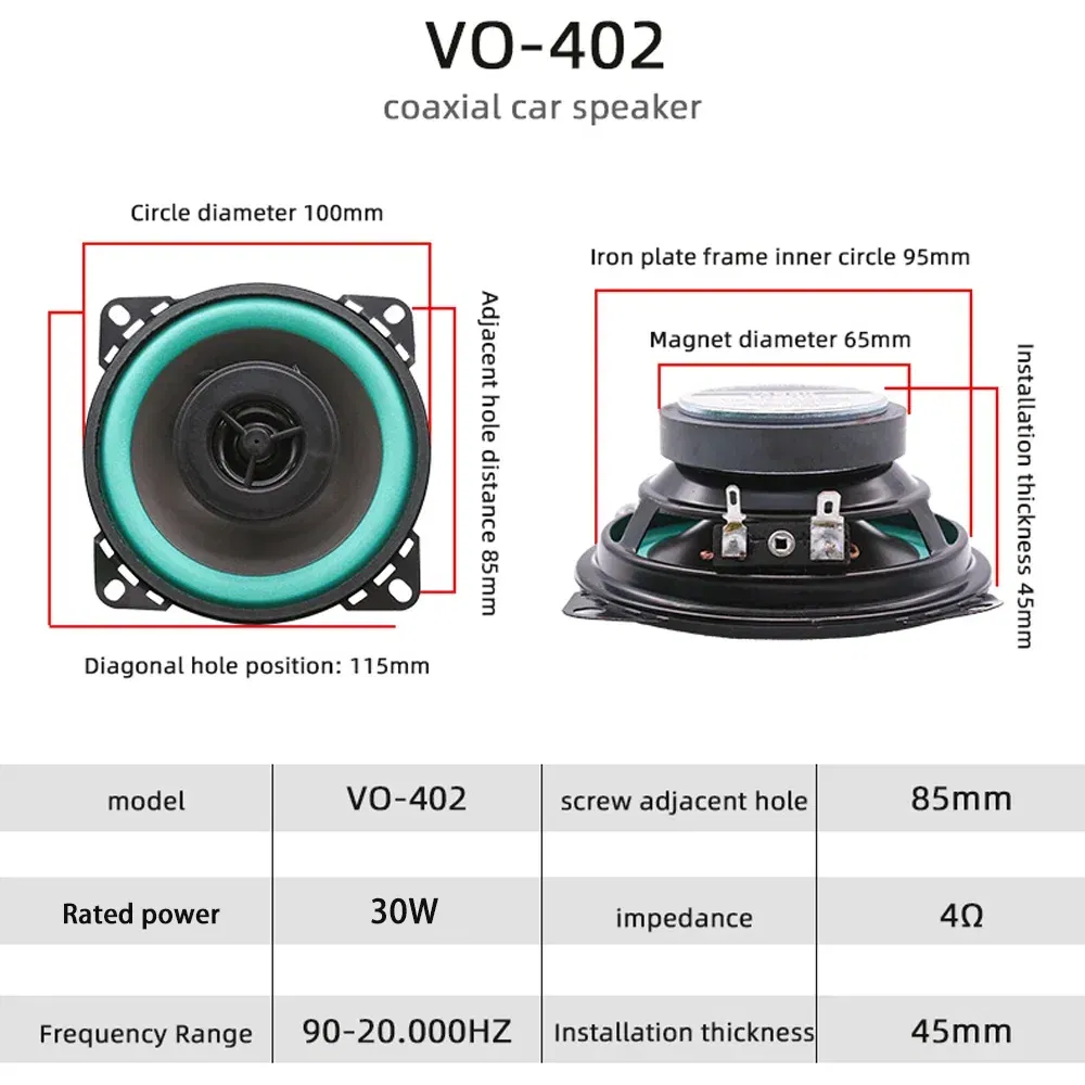 Size: 6.5 - 4/5/6.5 Inch Car Speakers HiFi Coaxial Subwoofer Universal Automotive Audio Music Full Range Frequency Car Stereo Speaker 1pcs