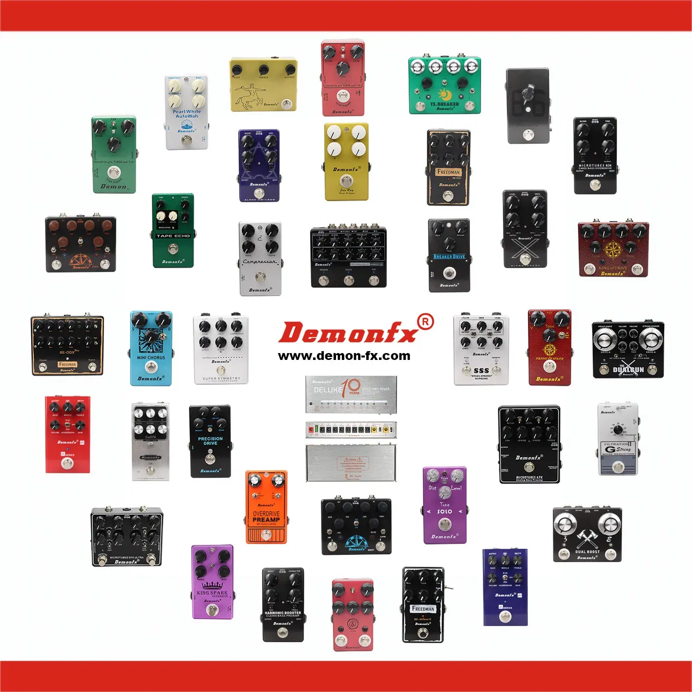 Color: WHITE - Demonfx High quality Guitar Effect Pedal Wah Distortion Overdrive Delay Reverb Compressor Booster Pedal