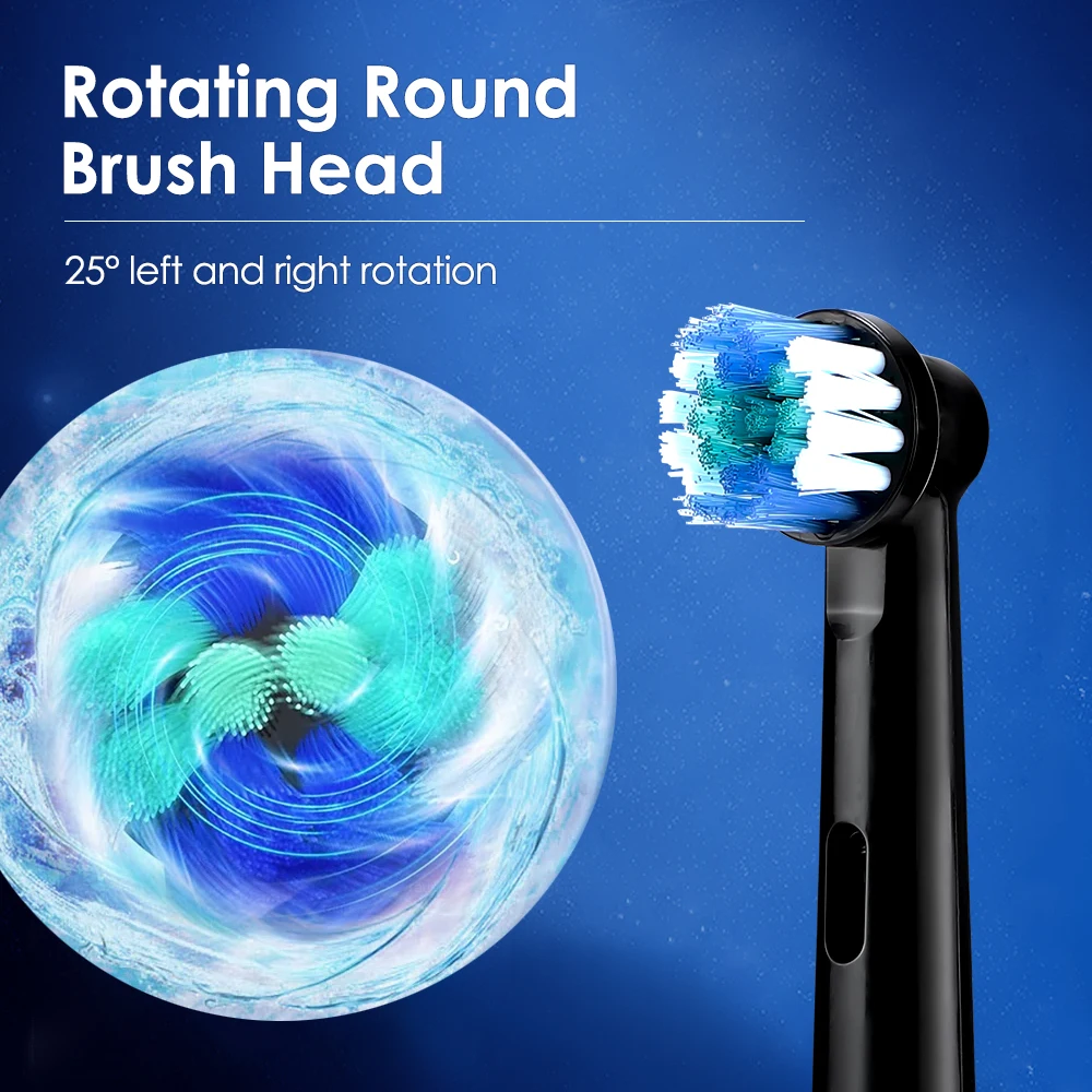 Color: Ivory - Electric Rotating Toothbrush 5 Modes Cleaning Teeth Brush Waterproof Rotary Electric Toothbrush With Timer with 8 Soft BrushHead