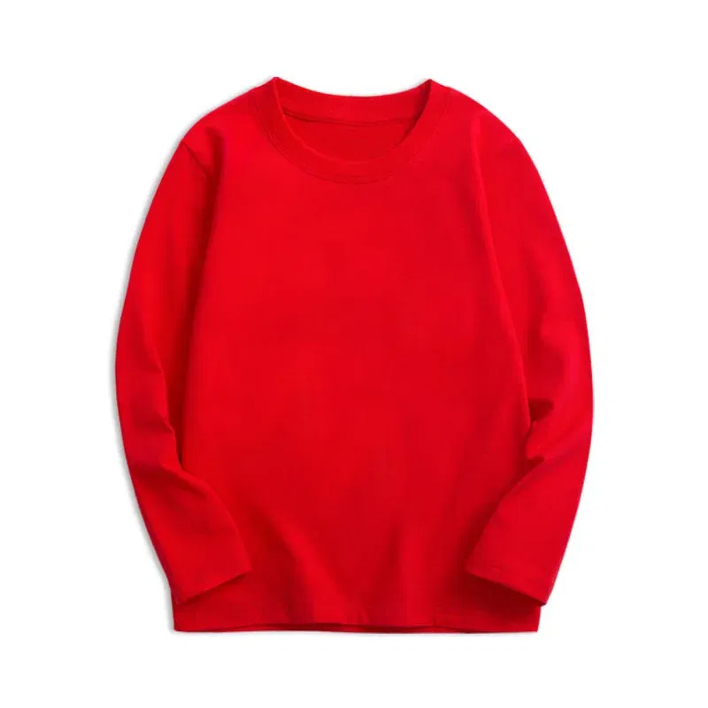 Color: SKY BLUE, Kid Size: 4T - 7 Colors Spring Long Sleeve Tees Children's T-shirt Cotton Solid Colour Base Coat Leisure Wear Boys Girls Tops Kids Clothes