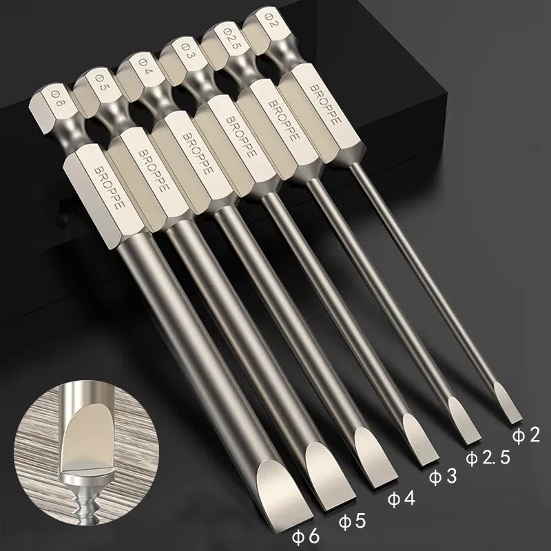 Color: GRAY - Flat Head Screwdriver Bit Set Magnetic Tip Slotted Screwdriver Electric Driver Tool S2 Steel 1/4 Inch Shank Quick Change