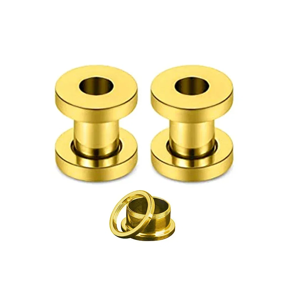 Metal color: Imitation Rhodium Plated, Main Stone Color: PURPLE - 2PCS Multi Color Steel Screw Fit Tunnel Ear Plug Stretcher Gauge 3-25mm Ear Lobe Tunnel Expander