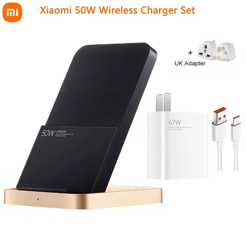 Color: Yellow, Ships From: CHINA - Top 50W Wireless Charger Set With 67W Charger 6A Cable Vertical Air Cooling Fast Charging For Xiaomi 10/11/12 Pro For iPhone