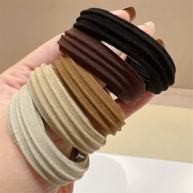 Color: Red - 5pcs/Bag Women High Elastic Seamless Hair Rope Durable Bowknot Headbands No Crease Ponytail Holder Rubber Band Hair Accessories